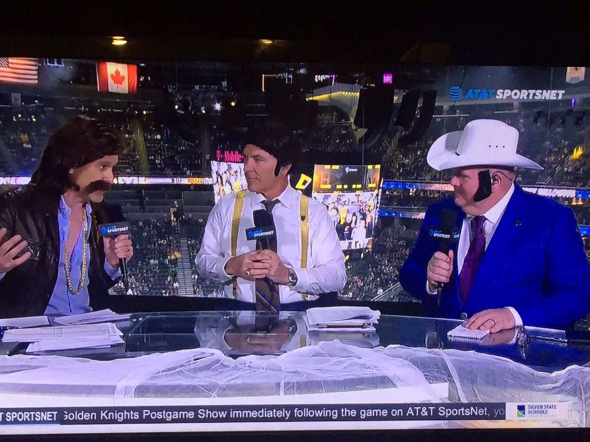 knightsgirlie's tweet photo. I was sad that I wasnโt at the @GoldenKnights costume party- I mean- hockey game, until I realized I get to watch this #AllKnightLong! ๐ #VGKTalk #VegasBorn #GoKnightsGo https://t.co/nL1v0k7Pqx