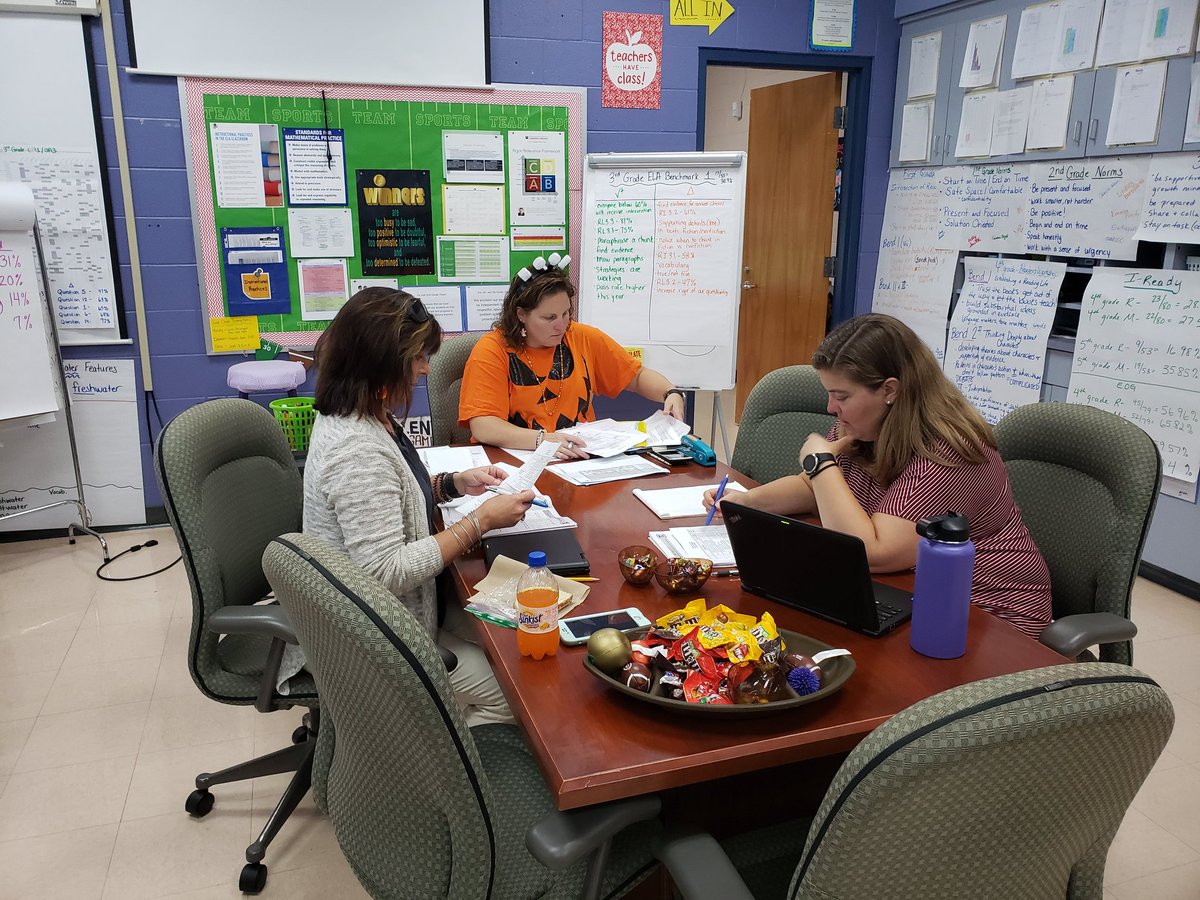 goelway7's tweet photo. During 4th grade Enrichment, these teachers and coach are analyzing Check In data!! #urgency #usingeveryminute #datadrivesinstruction @AYCOCKSCHOOL @coachtashaswim https://t.co/oiYNFuimWp