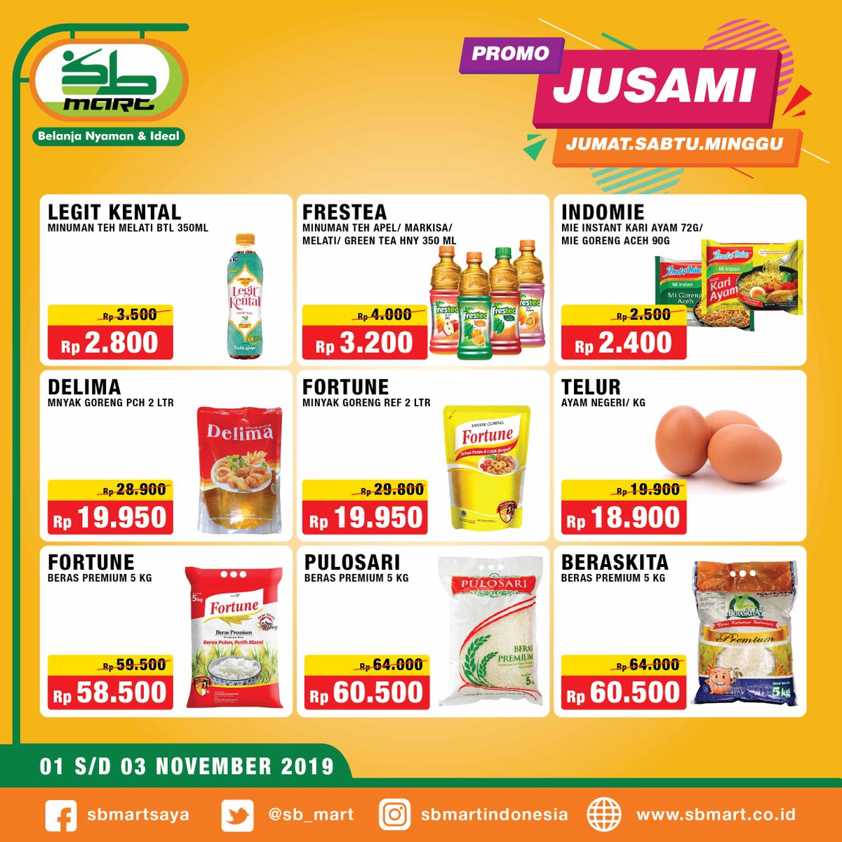 sb_mart's tweet photo. Ini dia item-item promo JUSAMI minggu ini!
segera kunjungi SBMart terdekat dan penuhi kebutuhan keperluan anda.
Selamat Berbelanja!! Info kemitraan:

0852 2009 9897
0857 2027 2055
==========
==========
#SBMart #belanjanyamandanideal #minimarketlokal #ritelsyari #ritelislami https://t.co/3DT6H0TtUC