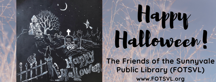 Fotsvl's tweet photo. Happy #Halloween! Have a spooky, fun AND safe Halloween night!
Drawing courtesy: local #Sunnyvale artist Shelley Capovilla.
#SunnyvaleLibrary #FOTSVL #SunnyvaleCA #Halloween19 #halloweenart #HappyHalloween #SiliconValley https://t.co/orRGumbq1r