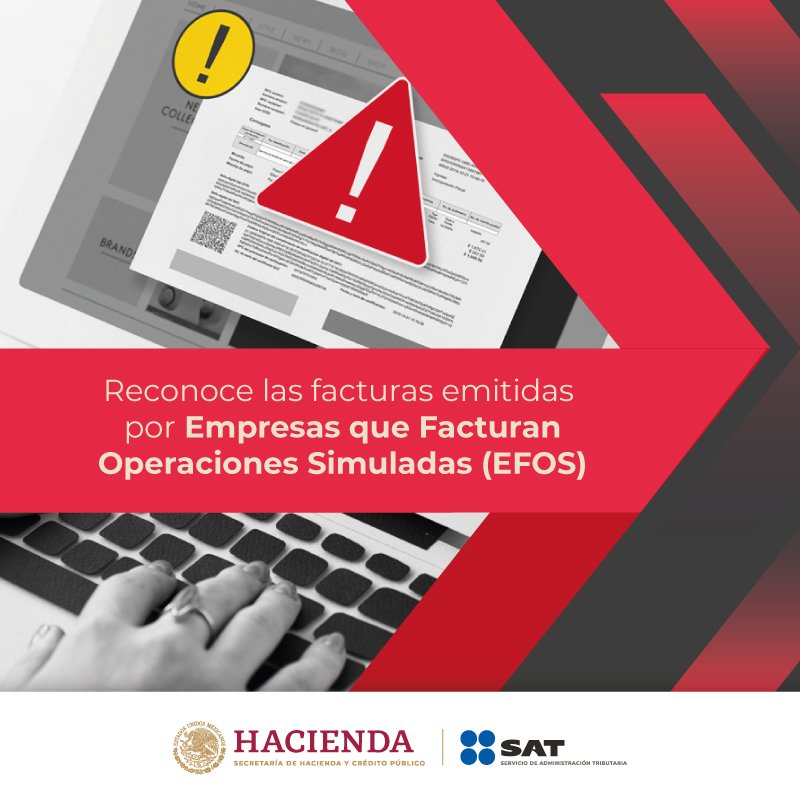 SATMX's tweet photo. Valida que tus facturas no hayan sido emitidas por una empresa que simula operaciones. 

Consulta aquí el listado de contribuyentes con operaciones inexistentes 👇 https://t.co/0WyZxIxAq8