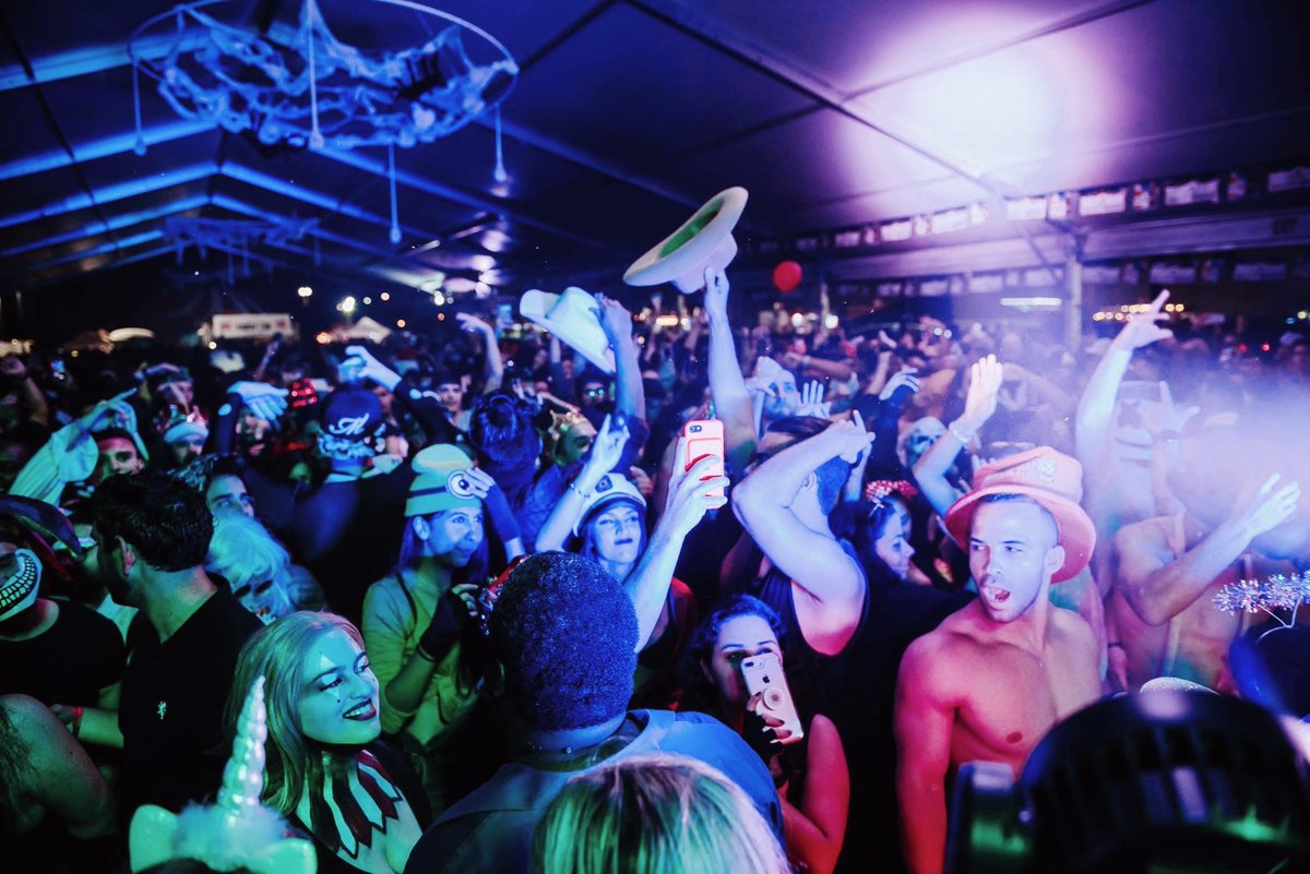 HalloWYNParty's tweet photo. IT'S LIT 🎃⁠
⁠
Not at the  #HalloWYNBlockParty presented by @fireballwhisky yet? There's still time to party with us. Link in bio for more info.⁠ https://t.co/fFyxUoTc6e