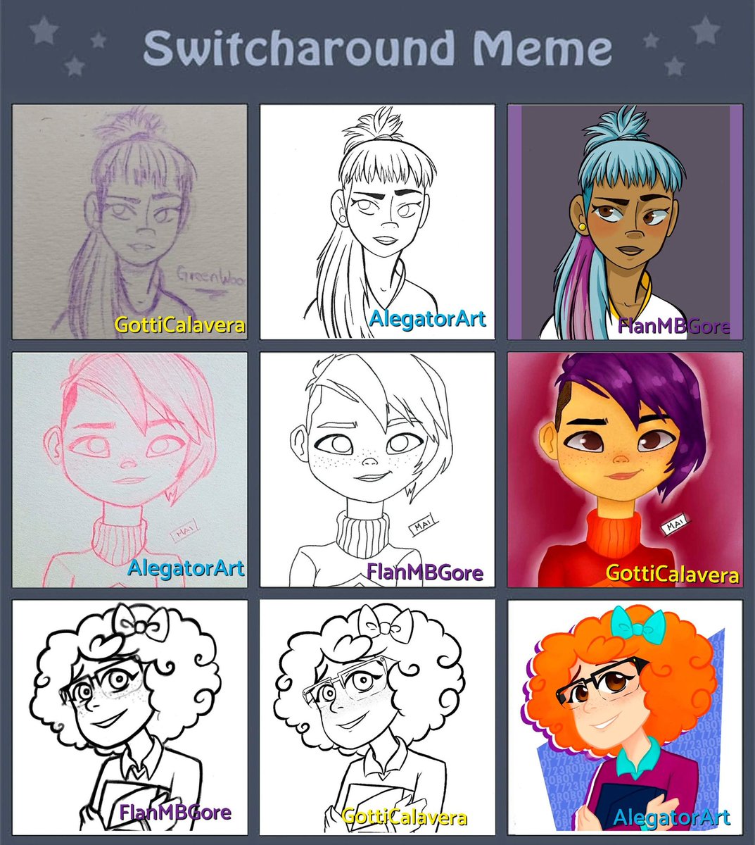 AlegatorKirsche's tweet image. #switcharoundmeme I made with my friends @GottiCalavera and @FlanMBGore !!
.
#robot7723 girls rule!