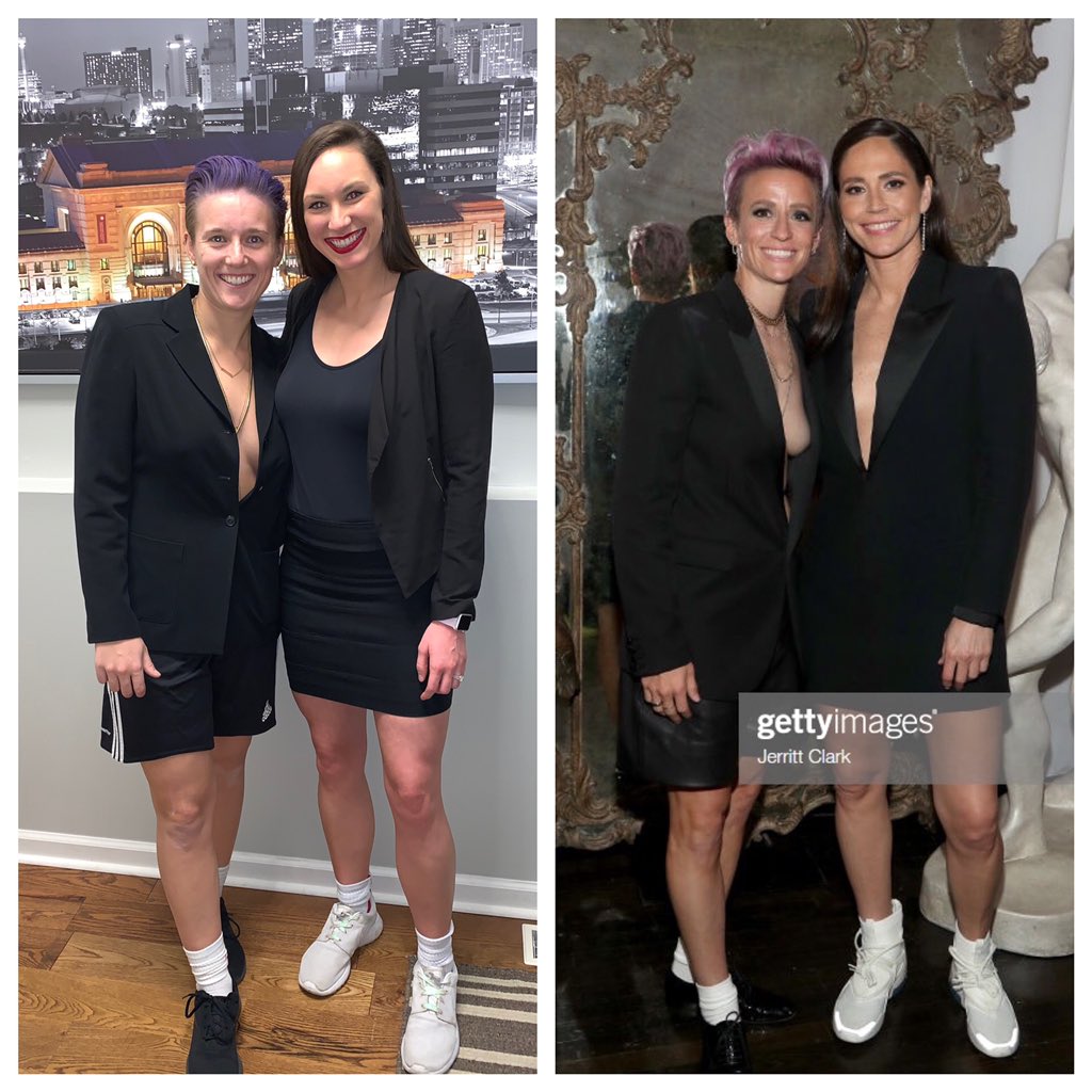 ConnerHazelrigg's tweet photo. My wife and I went as @mPinoe and @S10Bird for Halloween! What an awesome night to be such two amazing and inspiration women in the world! Who wore it better? 😉 https://t.co/08xUiSI2zL