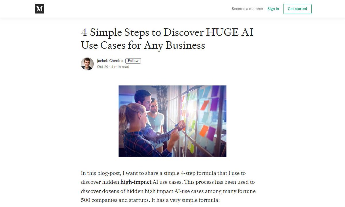 Devcide1's tweet image. 4 Simple Steps to Discover HUGE AI Use Cases
#customerproblem #process #simplesteps #patterns #data #development
via @medium
☛ amp.gs/qDKx