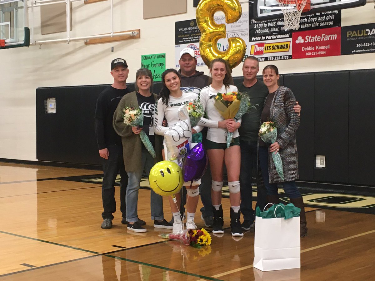 WHSBEAVERS's tweet photo. It’s senior night. Final night in this gym for these two - but their work is far from over! Thanks for your dedication to our volleyball program - we appreciate you! https://t.co/axJubeZ9IF