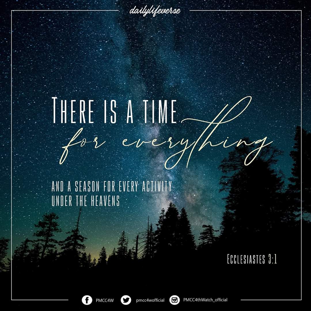 PMCC4WOfficial's tweet photo. November 1, 2019

Daily Life Verse:
Your daily dose of God's Word
#time #verse #bible #everything #season #activity #heaven https://t.co/sGRI0VBeb6