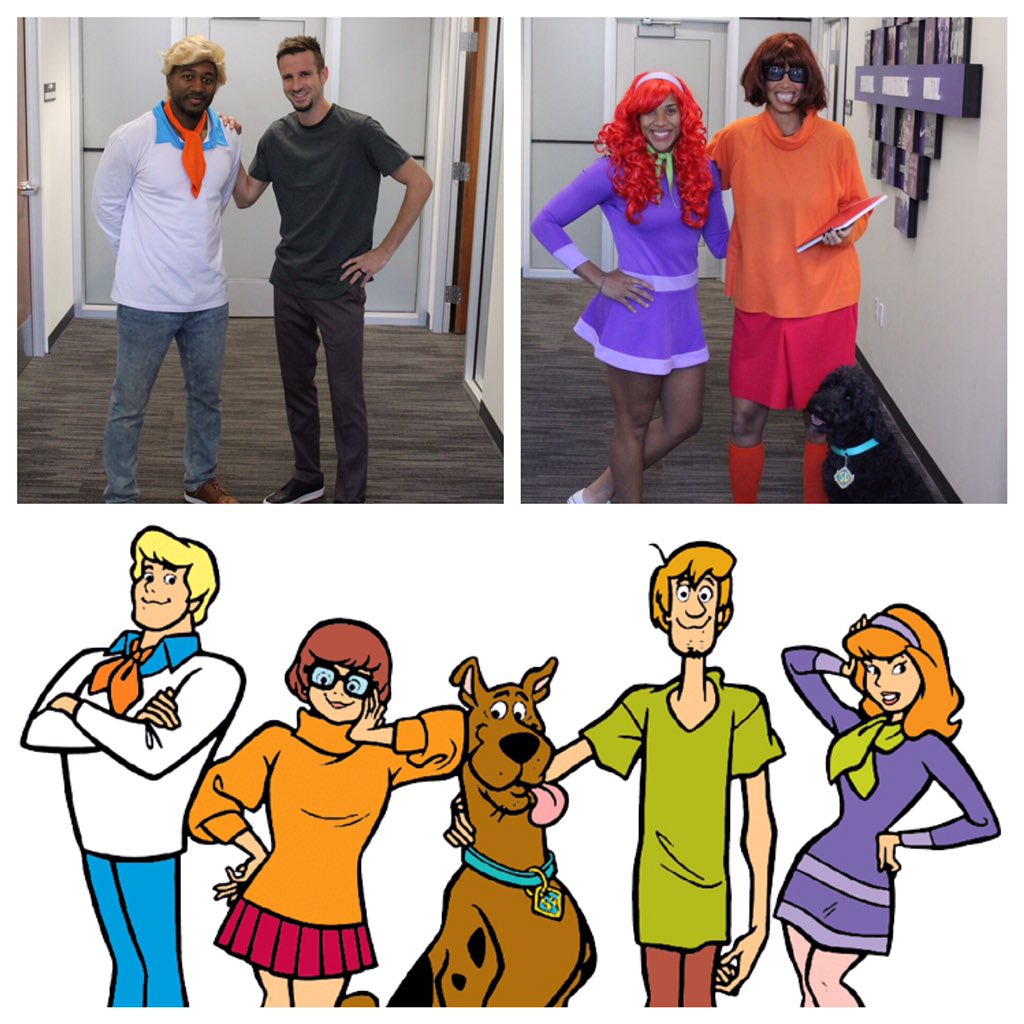 Nicole__Powell's tweet photo. Scooby Doo Mystery Inc. at your service! #LetsSplitUpGang #Zoinks #Jenkies #Jeepers #RuhRoh #HappyHallowen 😂💜🎃👻 https://t.co/xrFQLJqoMb