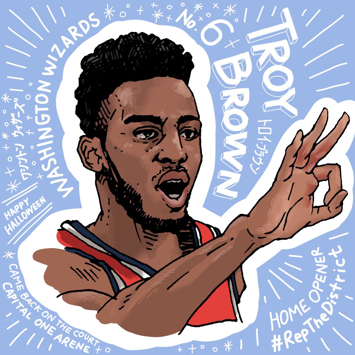 mqdiner's tweet photo. Troy Brown Jr. | トロイ・ブラウン
Washington Wizards | No.6
ホーム開幕戦で復帰!🔥
そしてすごいゲームだった!!
💪😤👍
#RepTheDistrict
#NBA
#TroyBrownJr
#MQdrawing
#HappyHalloween
@Troy_Brown33
@washwizardsjp https://t.co/NTSCMW0zS9