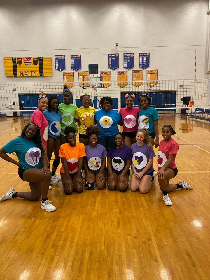 AlbanyStateVB's tweet image. Happy Halloween from your favorite Care Bears and your 2019 SIAC EASTERN DIVISION CONFERENCE CHAMPIONS ❗️🐏🏐💛💙