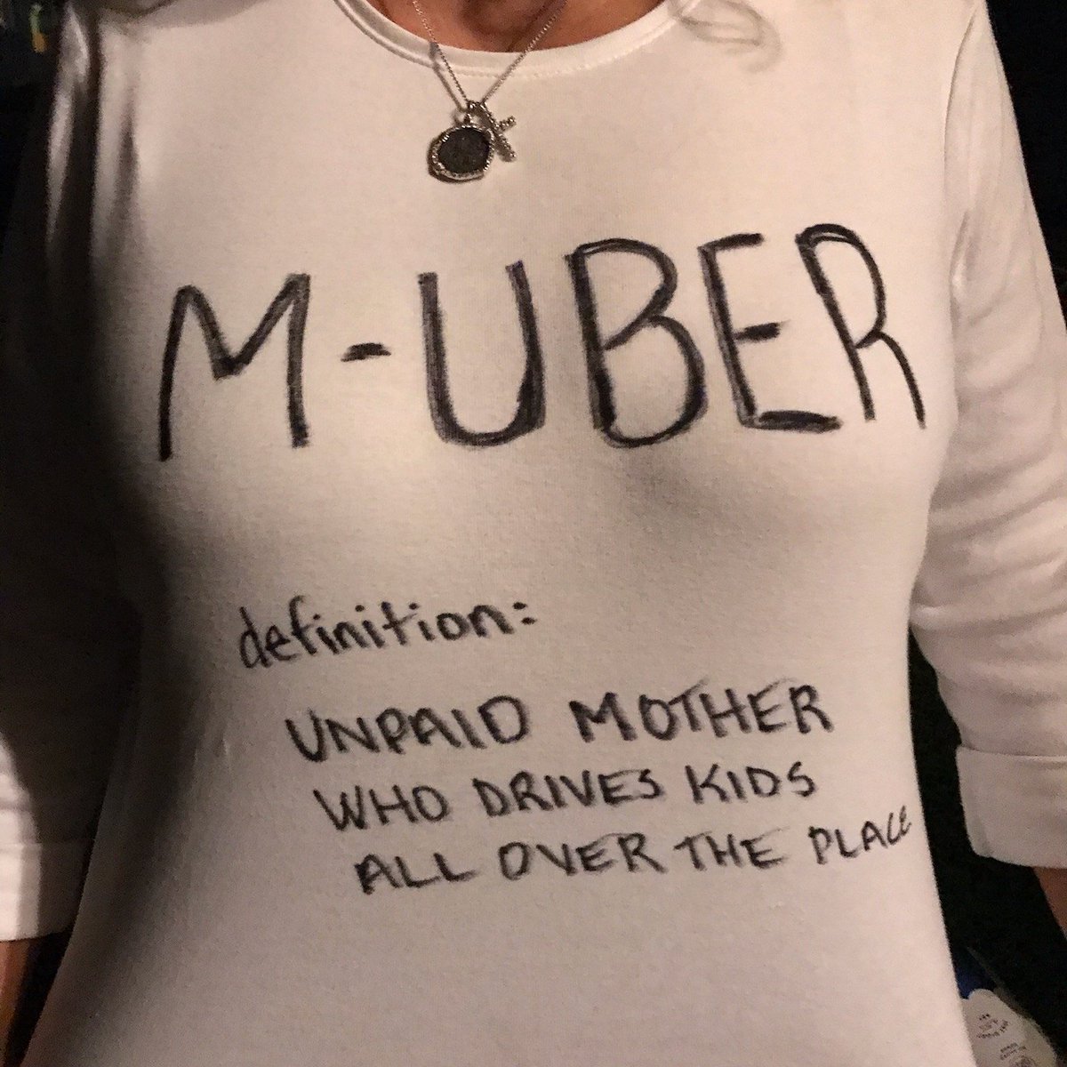 JanetDahl's tweet photo. My Halloween costume 2019 M-UBER
definition- "unpaid Mother who drives kids all over the place"
#m-uber #momuber #halloween2019 https://t.co/ETFdPxWaZD