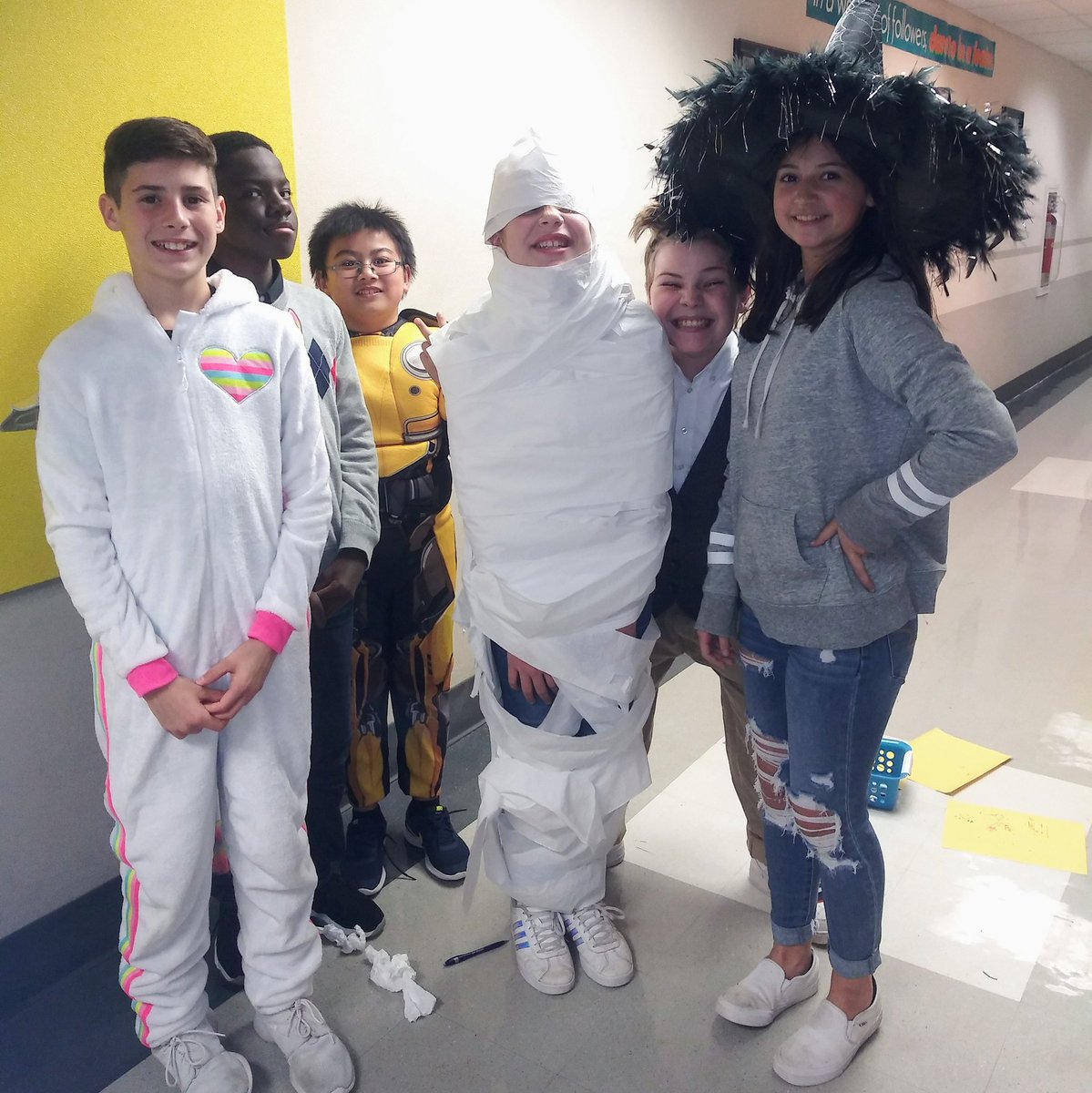 TeamFearless12's tweet photo. Solve this problem:

What do you get when you add TEAM FEARLESS + ANCIENT EGYPT + HALLOWEEN? 

= MUMMY DAY 

Students "wrapped" their friends today in Social Studies Class in true Egyptian fashion! 

#socialstudies #ancientegypt #TeamFearless #ICRocks https://t.co/JtAhojRNnv