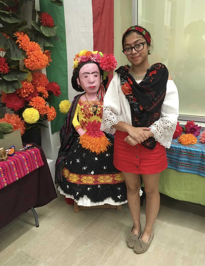 This year for Halloween our #EntreMujeres students dressed up as some of their Latina idols. Here is Karen 12th grader at <a href="/CLUES_MN/">CLUES</a> dressed as Frida!