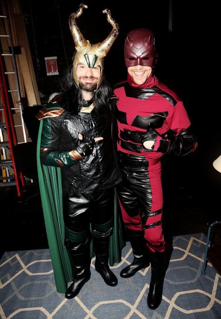 MOVIEDEATHBLOWS's tweet image. Charlie Cox &amp;amp; Tom Hiddleston have officially won Halloween lol swapping roles #Loki #DareDevil #Marvel