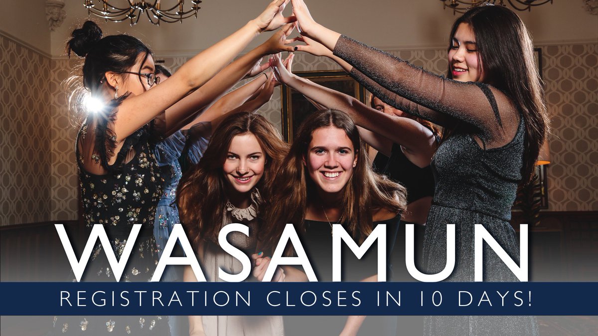 WycombeMUN's tweet photo. 10 days left to register for #WASAMUN!
https://t.co/lpUwrKsS7E https://t.co/GFA16F76Ce
