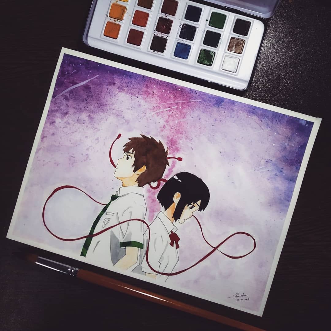 ZealousArtist's tweet photo. There’s no way we could meet. But one thing is certain. If we see each other, we’ll know. That you were the one who was inside me. That I was the one who was inside you – Mitsuha
 Miyamizu https://t.co/7BthGDXzKd
#kiminonawa #yourname 
#watercolorpainting #aquarelle #Watercolor https://t.co/cjpEhi5ACH