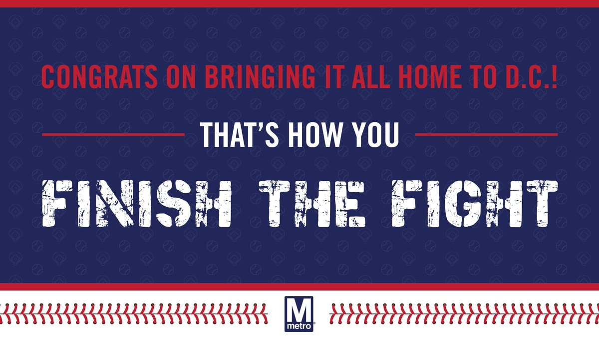 Metro will run extra service for <a href="/Nationals/">Washington Nationals</a> Championship Parade sponsored by <a href="/Xfinity/">Xfinity</a>. Daytime track work canceled Saturday, providing good service on all lines  ora.cl/Iz4rA #WMATA #FightFinished #WorldSeries Champions