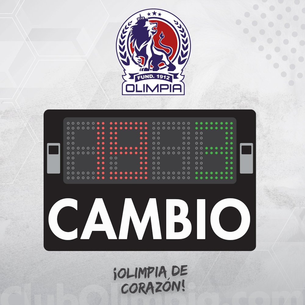 CDOlimpia's tweet photo. 55” Cambio en el Olimpia:
❎Sale: 15 E. Rodriguez
✔ Entra: 14 J. Lacayo
#LigaConcacaf
#StateOfGoal
#SomosOlimpia https://t.co/y9ySAE2kH0