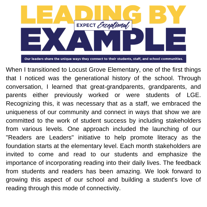 HenryCountyBOE's tweet image. Drawing on their past, @LGE__HCS builds for their future by allowing past LGE generations to share their love of the school/community with students. Dr. Scott recognizes the uniqueness of their school and embraces it.  #ExpectCommitment #ThankAPrincipal