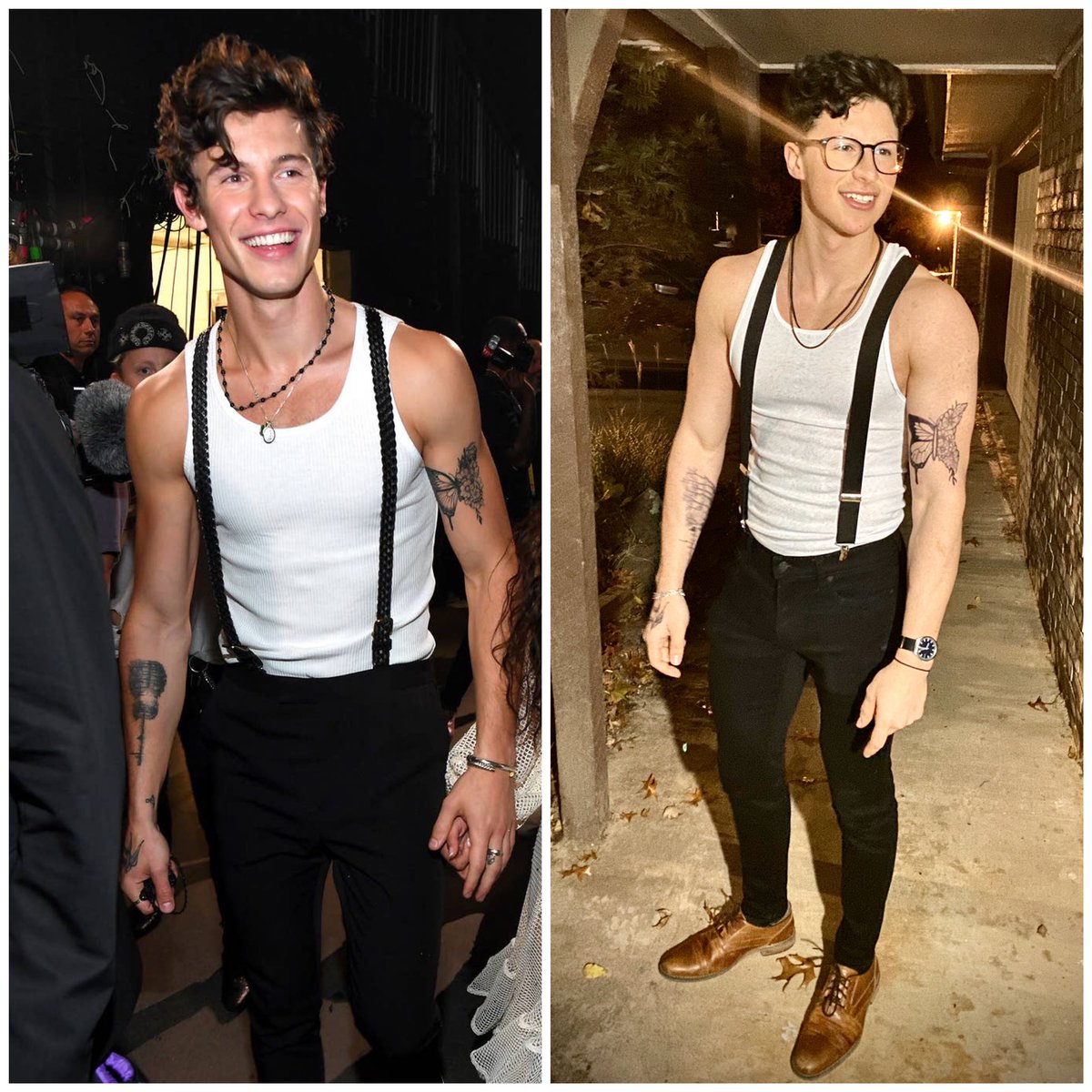 My bro Joey looking exactly like fucking  <a href="/ShawnMendes/">Shawn Mendes</a>  . Everyone please tag ShawnMendes to make this go viral . His tattoos done by me. <a href="/ShawnMendes/">Shawn Mendes</a> <a href="/ShawnMendes/">Shawn Mendes</a>