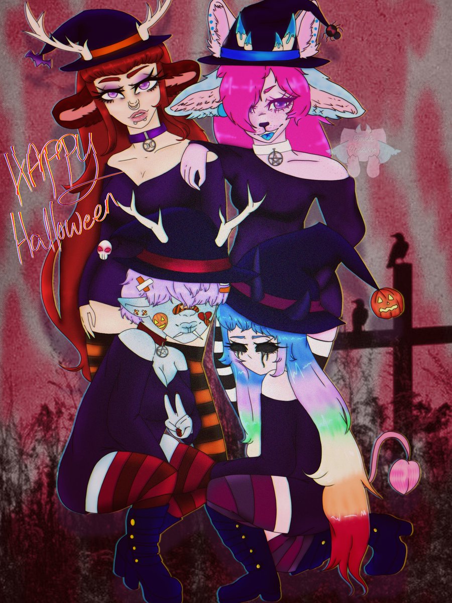 xT0xicUnic0rnx's tweet photo. нappy нelloween 
ѕo gladly ι goт тнιѕ oυт тonιgнт and ι нoped gυyѕ нad a ѕpooĸy nιgнт 🔪🎃 вaвyѕ(ĸυυ ,aeѕтн , oтнa , and lιl no naмe) 
#toxicunicornocs #happyhalloween #halloweenocspecial #spooky #spookysquad #badgirls #withthesquad #witches #digitalart #digitaltober #fursona https://t.co/VDwffuckBD