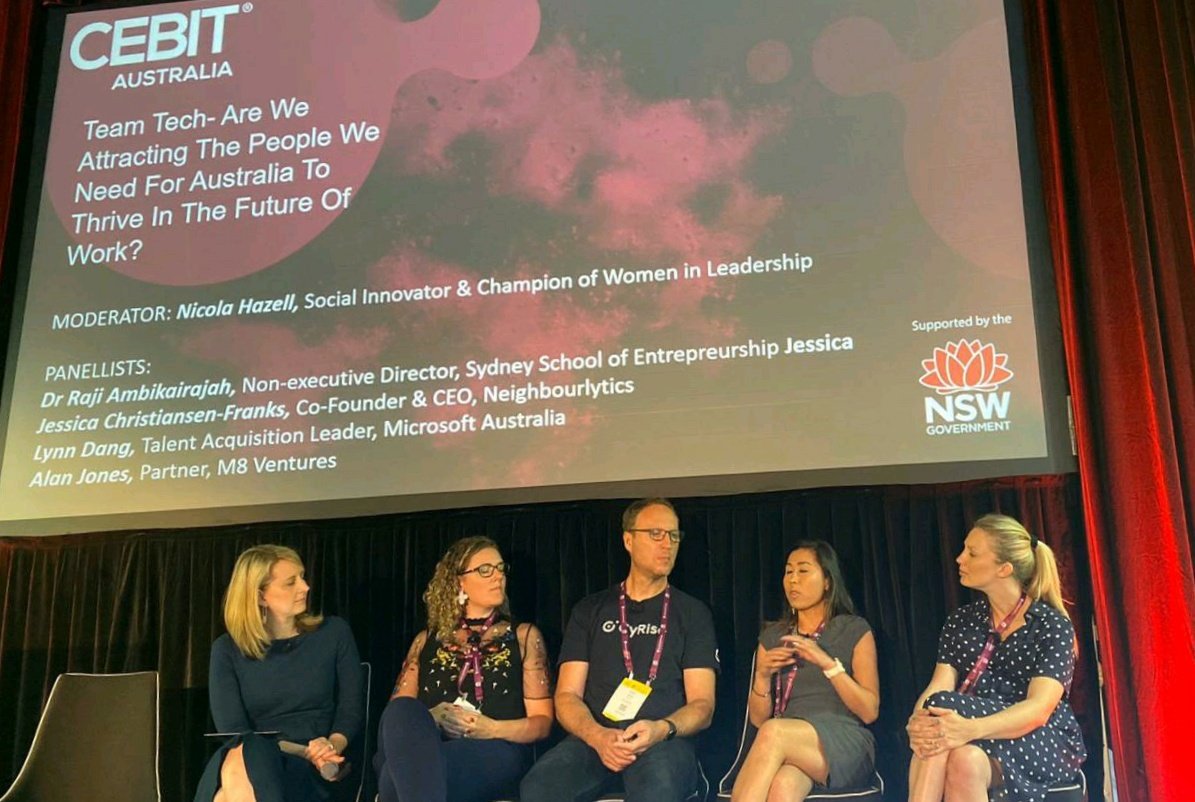 BlueChilliGroup's tweet photo. So many insights shared at #CEBITAus in #Sydney! Congrats to the @CeBITAus team for curating such an engaging &amp; educational program which featured some of our own alumni &amp; team sharing their stories: @DanOwenWhitford, @DrCarlaHarris, @JL_Christiansen, @JuliaSuh_ &amp; @M_WernerSydney https://t.co/RcDOTkCqJQ