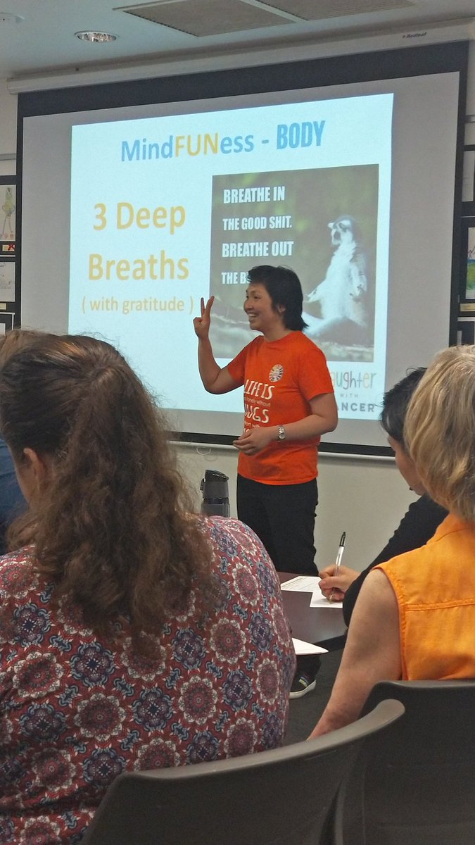 Thereis83cresco's tweet photo. This prez is bringing tears to my eyes. @nataliadewiyani is a joy to listen to #monashlibraries #cancer #laughter #30hrlibrary @MonashLibraries https://t.co/BaYizxGxrk