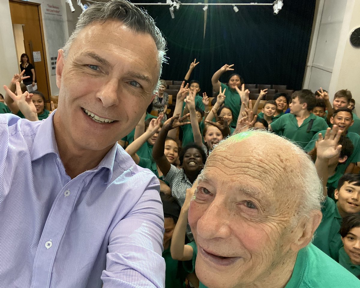 phillcristofaro's tweet photo. Today was a special day. Our Y5 #MackellarPS students visited @JHCMelbourne where we heard incredible survival stories of the #Holocaust. The highlight was meeting 97yo survivor Joe de Haan. #AppleDistinguishedSchools #ConvergenceStudyGuide https://t.co/s5xJivRFPZ