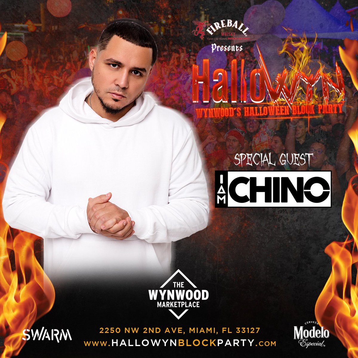 HalloWYNParty's tweet photo. Catch @iamchino__ on the Main Stage at the #HalloWYNBlockParty presented by @FireballWhisky NOW! https://t.co/dzt2thK4gk