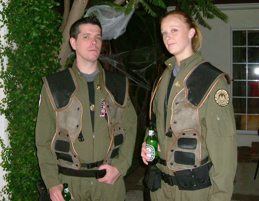 GrantPMyers's tweet photo. Yearly reminder that before I had a kid I spent my free time making elaborate #Halloween costumes from scratch. #viperpilot #battlestargalactica https://t.co/jkfL0HNSCu