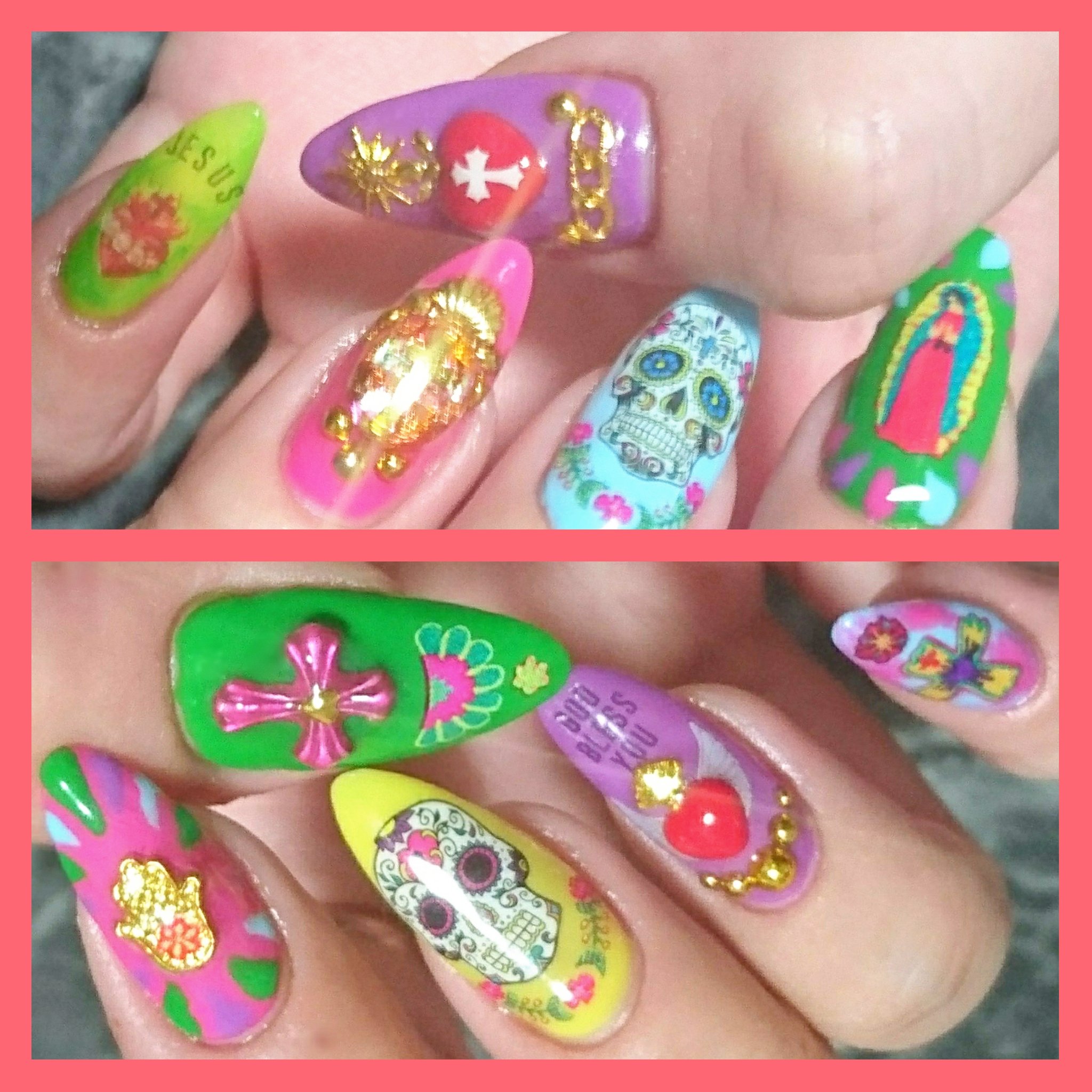 安田 エモーション 死者の日ネイル メキシカンネイル セルフネイル ジェルネイル ハンドメイドパーツ Nails Nailart Naildesigns Mexicannails Handmade 映えというものを知らない 写真のセンスは無いらしい T Co Eye8iruyes Twitter