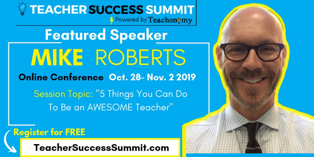 conniehamilton's tweet photo. The Hacking Classroom Management KING@baldRoberts is offering his wisdom in #TeacherSuccessSummit today. Check out his video on 5 Things You Can Do to be an Awesome Teacher.
FREE access here: https://t.co/jzuuRFRY2g
#HackLearning #hackingclassroommanagement https://t.co/1O39CTwf2O