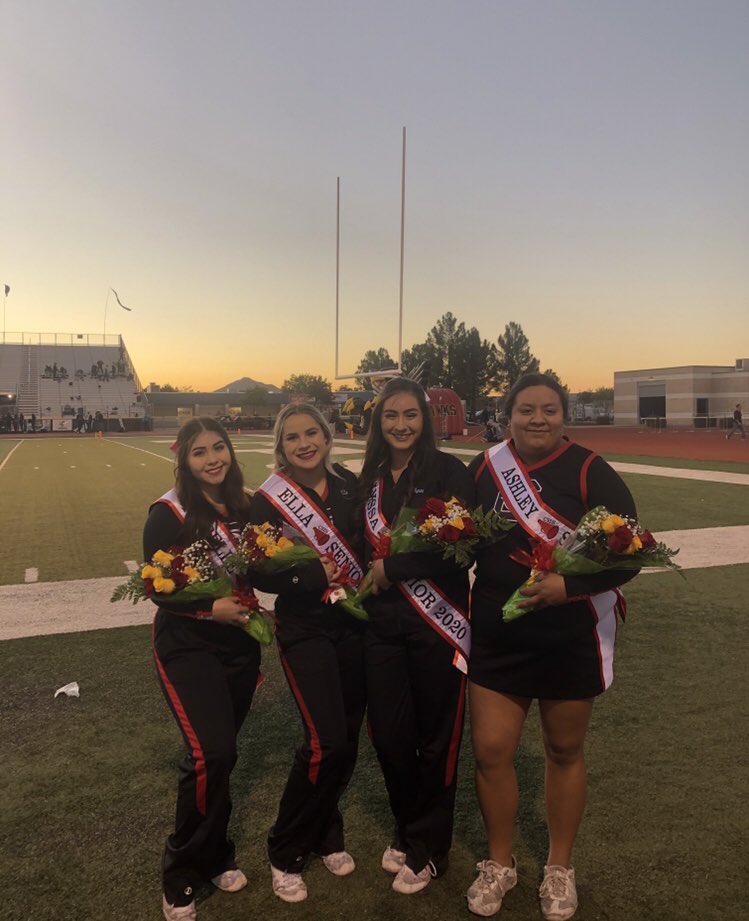 CentennialHawk's tweet photo. Happy Senior Night! Isabelle, Ella, Alyssa and Ashley ❤️🖤💛 https://t.co/flrvMhZafG