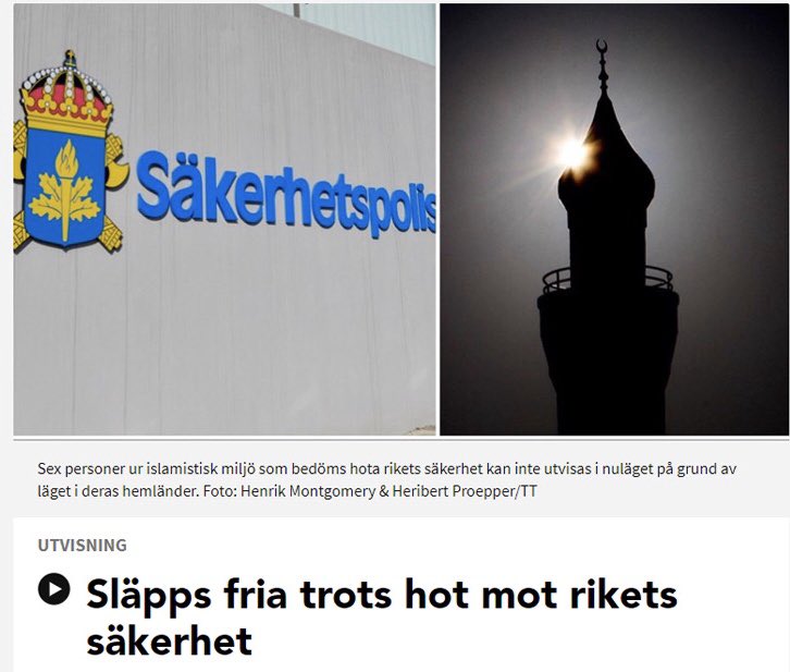 Islamisterna som säpo säger utgör ett säkerhetshot mot Sverige kommer inte att utvisas då de är "hotade" i sina hemländer. Varför väljer regeringen att skydda dessa säkerhetshot framför det svenska folket?
