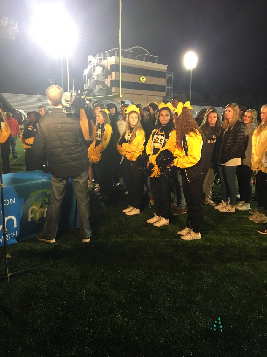 ghseagles_fb's tweet photo. Thanks to ⁦@CScarpelliTV⁩ ⁦@WSPA7⁩ for coming to the Babb this morning.    Thanks to all the Cheerleaders, Band and Students for making Greenwood High Great #WeFlyTogether #TheOtherTen https://t.co/O9BnwhbQJT