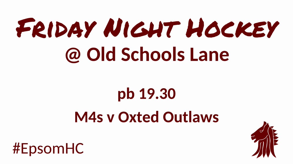 EpsomHockeyClub's tweet photo. 📢FRIDAY NIGHT HOCKEY📢
Support our M4s on Friday at OSL.
Push back 19.30👍🏼
•
Saturday begins with the rugby which will be on at the Clubhouse.
Breakfast available 🥓☕️
•
🏑🏉🌹🇿🇦🏆
#EpsomHC #rwc2019 #playhockey #swinglow #engvrsa #springbocks #weartherose #sport #hockey https://t.co/shhJlamMsF