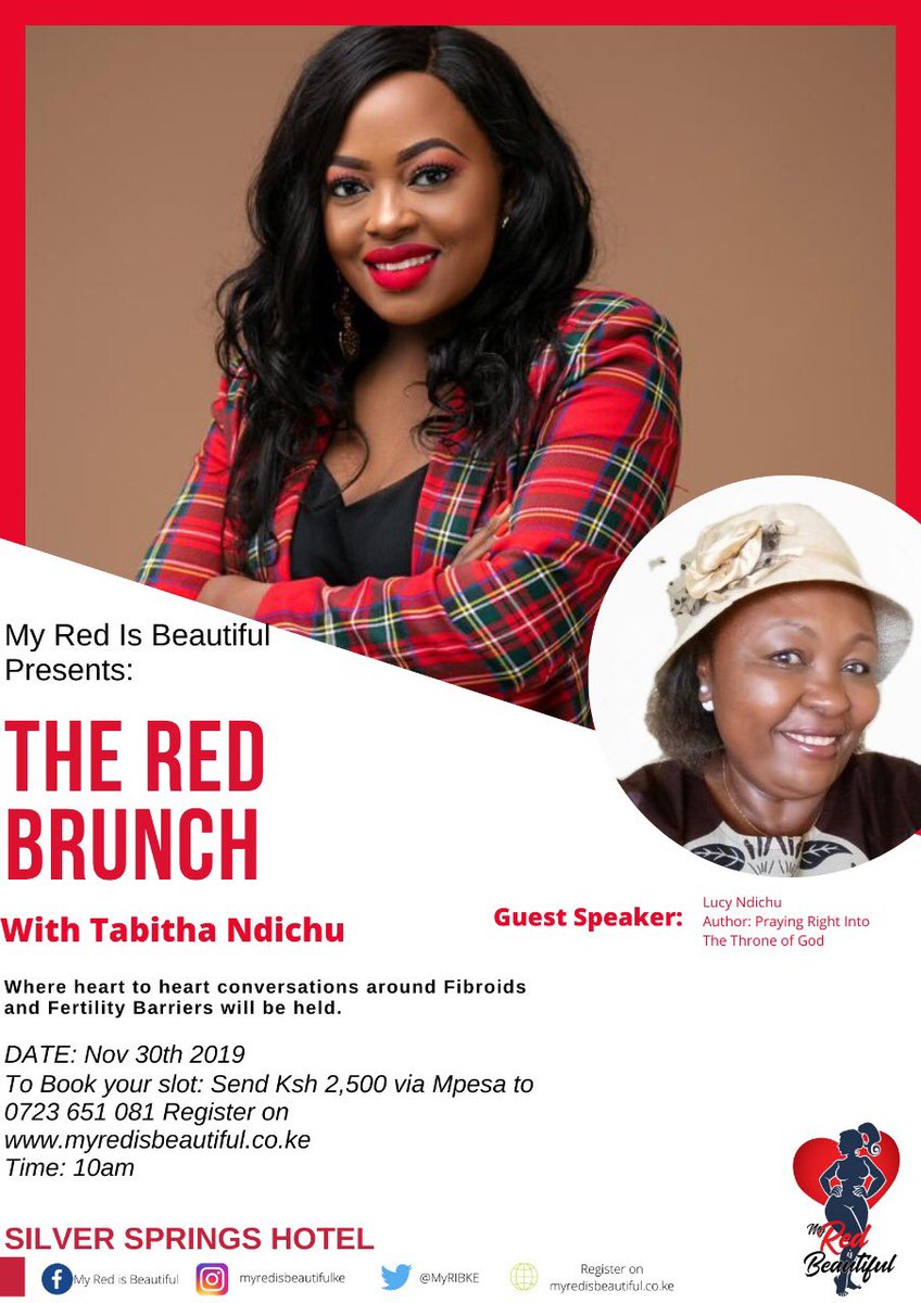 Your soul set does dictate your health set!
Talking about all things soul food at the brunch is the Author of Praying Right Into The Throne of God Mrs Lucy Ndichu.
Get your tickets now!
To not miss out!