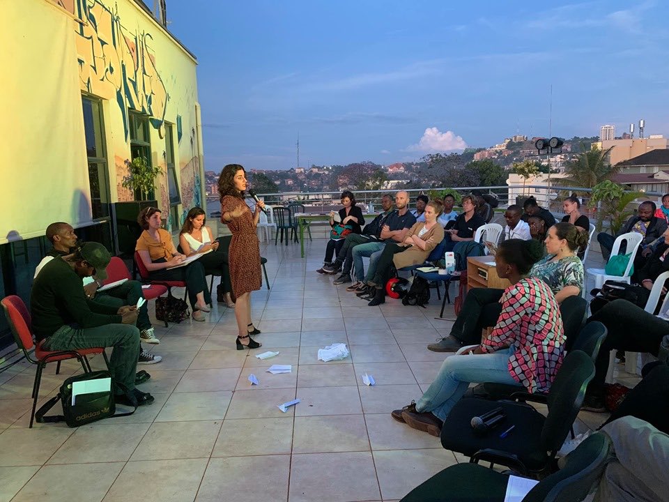 Les Ateliers invited us to speak about #HumanCentereddesign at their Green and Innovative Kampala workshop. We decided to draw on a practical example from our work i.e the fruit machine game. This involved asking the audience to pick 3 words on the theme and ideate solutions.