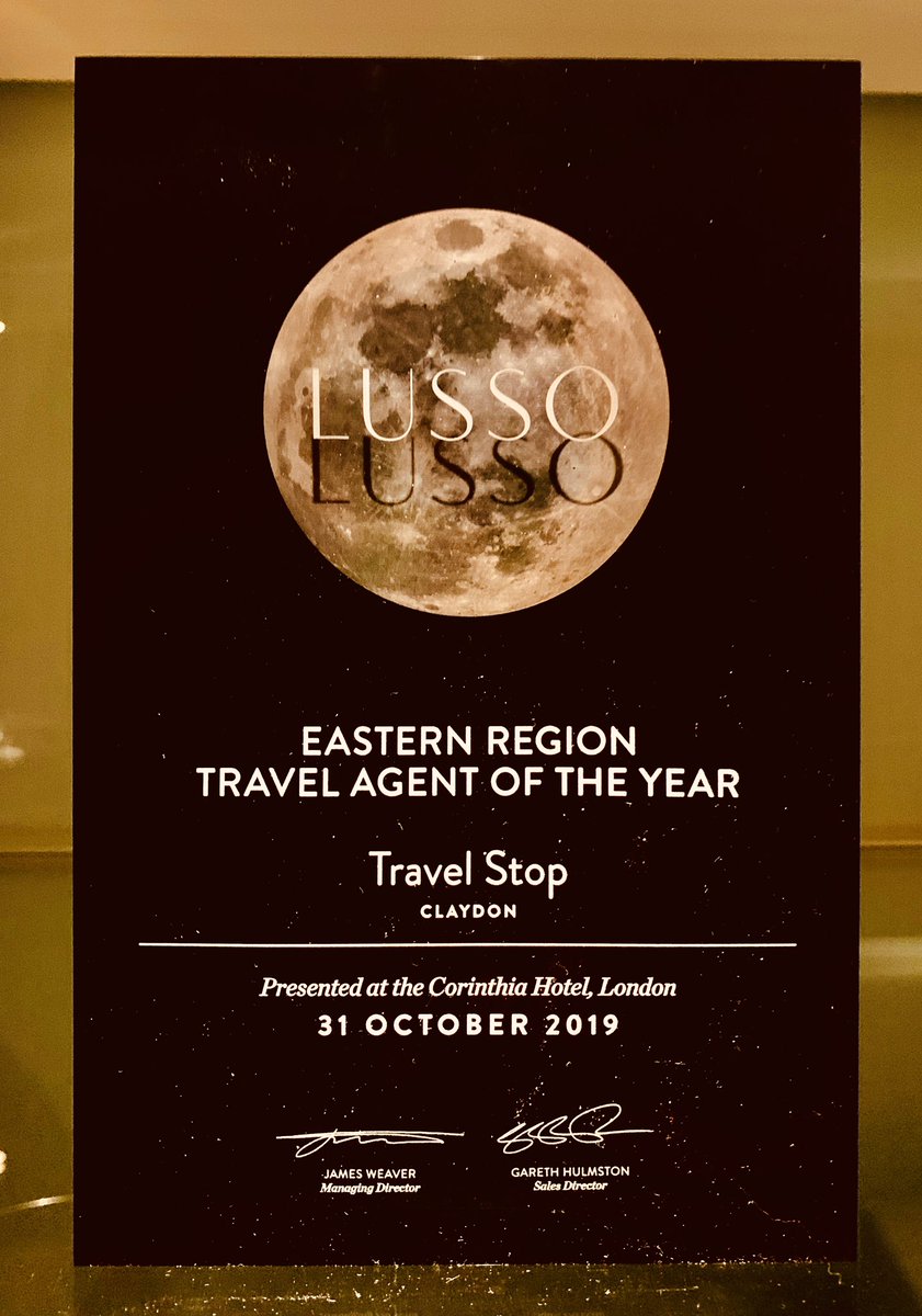 Last night Travel Stop was again recognised as a leading travel agency in the UK, winning the Lusso Eastern Travel Agency of the Year.  A company that embraces our own standards and looks after our customers as if they were part of us, and a company that we are proud to work with