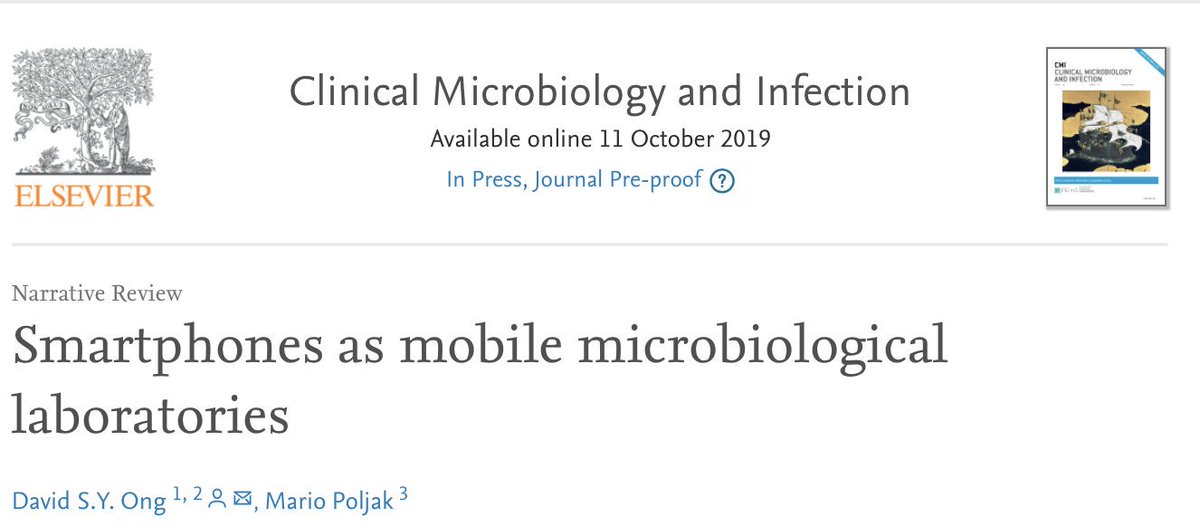 New in CMI>

By 2020, 80% of the world population will have access to smartphones. Can we utilise this opportunity for enhancing microbiology lab services? 

<a href="/davidsyong/">David Ong</a> &amp; Mario Poljak summarise the recent developments in smartphone technology.

#IDTwitter ow.ly/f6vK50wYKlV