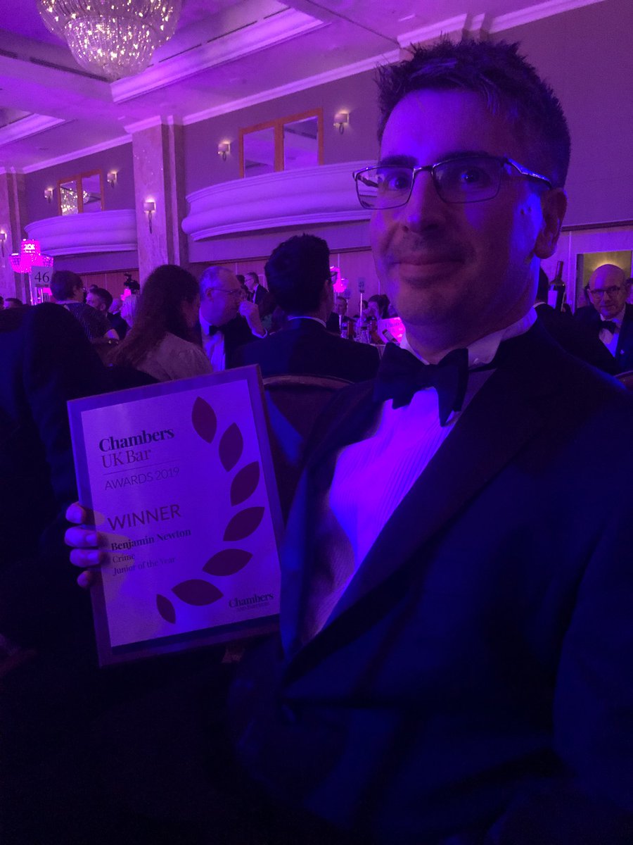 DoughtyStCrime's tweet photo. Chambers are delighted that colleague and all round good egg @Ben_Newton_DSC has been named Crime Junior of the Year!! An amazing achievement and richly deserved. Many congratulations 🥳 🍾 #ChambersBarAwards #DoughtyStreet https://t.co/5Ybwe7Zkys