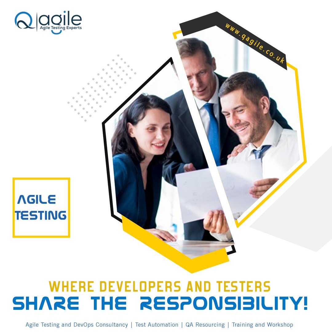 qagile's tweet image. Where developers and testers share the responsibility! We are experts in Agile testing. For more details visit our website today.  

#qagile #agiletesting #agileconsultancy #london #uk #sdet #seleniumtesting #bddtraining #bdd #agile #SDET #devops #testautomation #unitedkingdom