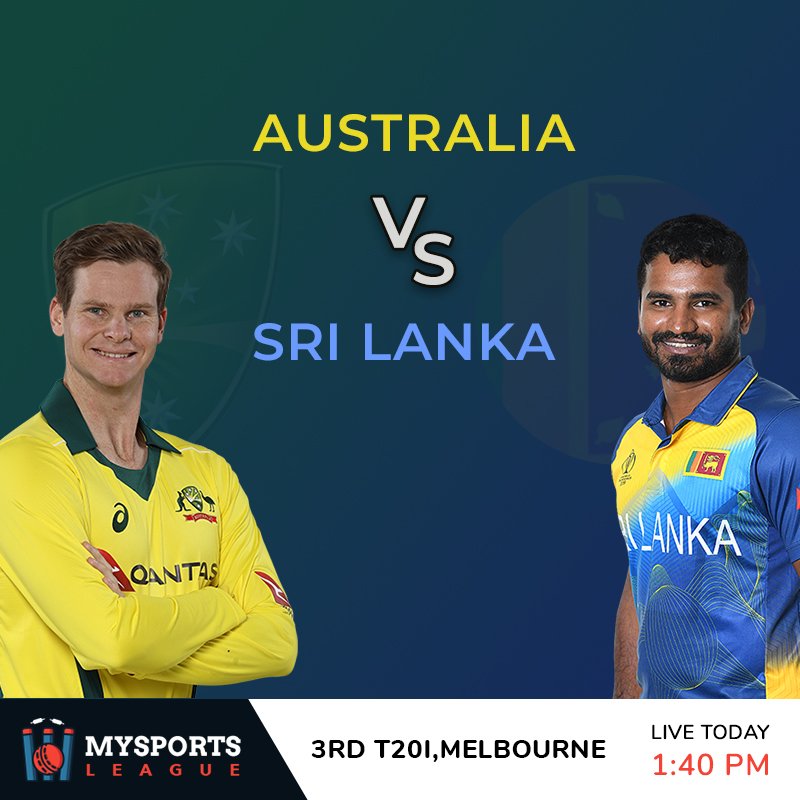 mysports_league's tweet photo. The final #AUSvSL T20 begins in just over an hour.
Create your team and join this match with MSL https://t.co/P3EQSaKtsV
Also, play #NZvENG with MSL at 6:30 PM
#AUSvsSL #FantasyCricket #T20league #fantasysports #PlayMSL https://t.co/QgM5UqKX5r