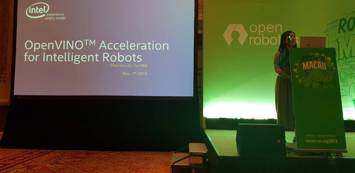 ThiloZimmermann's tweet image. 1 presentation after the other on Manipulation track of #ROSCon19:
#OpenVINO™ Acceleration for #Intelligent #Robot
by #SharronLIU, #YuYAN (@intel).
#ConvolutionalNeuralNetwork (#CNN) based #ArtificialIntelligent (#AI) methods
#GraspPose #Detection
#Intel #CPU #GPU
#ROS2 
#ROSCon