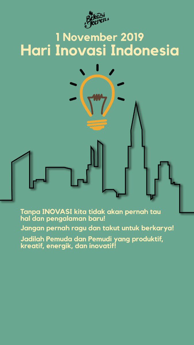 Semoga Indonesia bisa menciptakan ide dan gagasan cemerlang demi Indonesia yang lebih baik lagi !💡
Share dong inovasi apa aja yg pernah kamu buat?

#hariinovasi #bekasikeren #kotabekasi