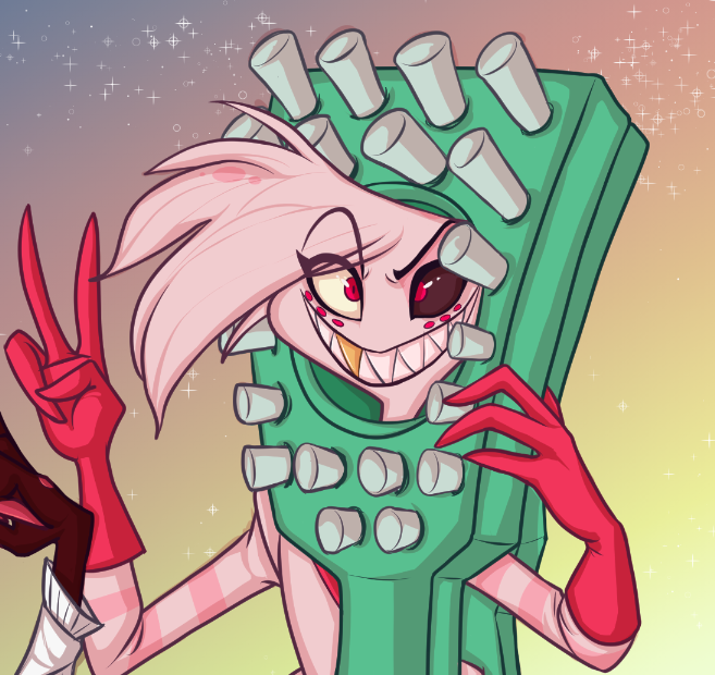 Meliitron's tweet photo. Happy Halloween~
Have this (not) couples costume. >:3c
#HazbinHotel #Alastor #AngelDust https://t.co/ieNocDsQr1