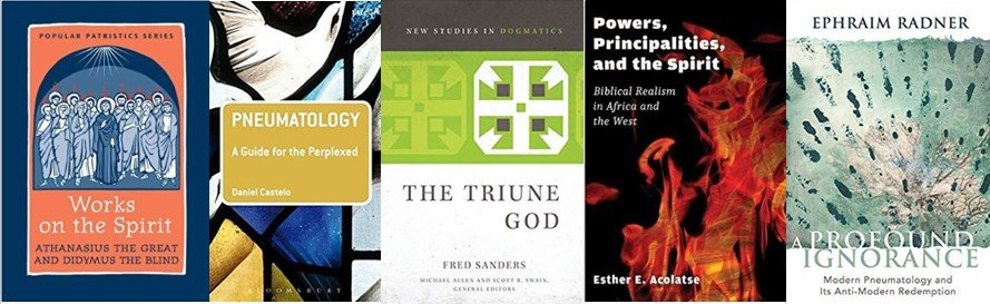 FredFredSanders's tweet photo. Here's the booklist for a January class I'm teaching on pneumatology, built around #LATC20. The Athanasius one is fantastic; Acolatse should get lots of attention; Radner's is brand new and better be good because I assigned it unread. 
https://t.co/GaLWhlTR9R https://t.co/1oqzfKyRO7