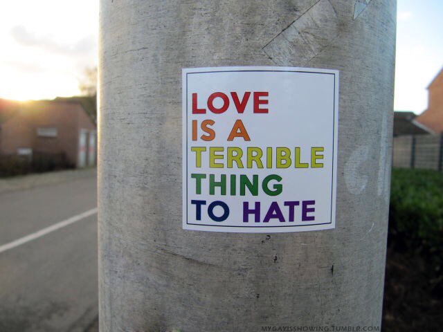 LGBTPlusProud's tweet photo. Think we should post one of these on every lamp post!
#LoveWins #LoveIsLove #Proud #Pride #LGBTPlusProud https://t.co/ThJtzFaCFI