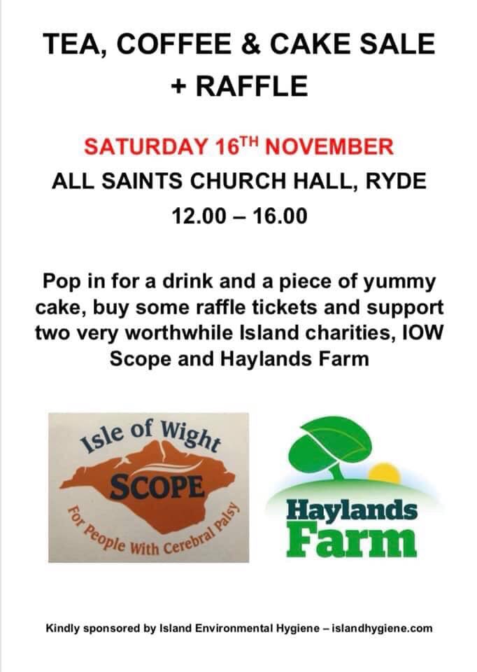 IEH_Ltd's tweet photo. Please come along &amp; support 2 fantastic local charities. If you’d like to donate a raffle prize or help out with cakes please let us know &amp; help raise some money for @haylandsfarm &amp; Isle of Wight Scope. #IsleofWight #charity #cake #supportlocal https://t.co/qLIbeZVMEv