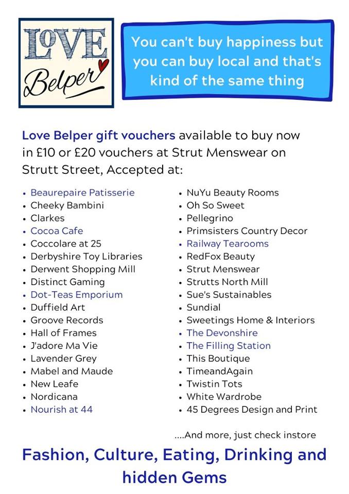 LoveBelper's tweet photo. 🎅🎅 Love Belper Vouchers - the perfect Christmas gift 🎅🎅

Available to buy from Strut Menswear. Treat someone to the 'warm fuzzy' feeling of shopping local and supporting your favourite independent businesses. Valid in most independent businesses in the town centre. https://t.co/JmxexZg4wE